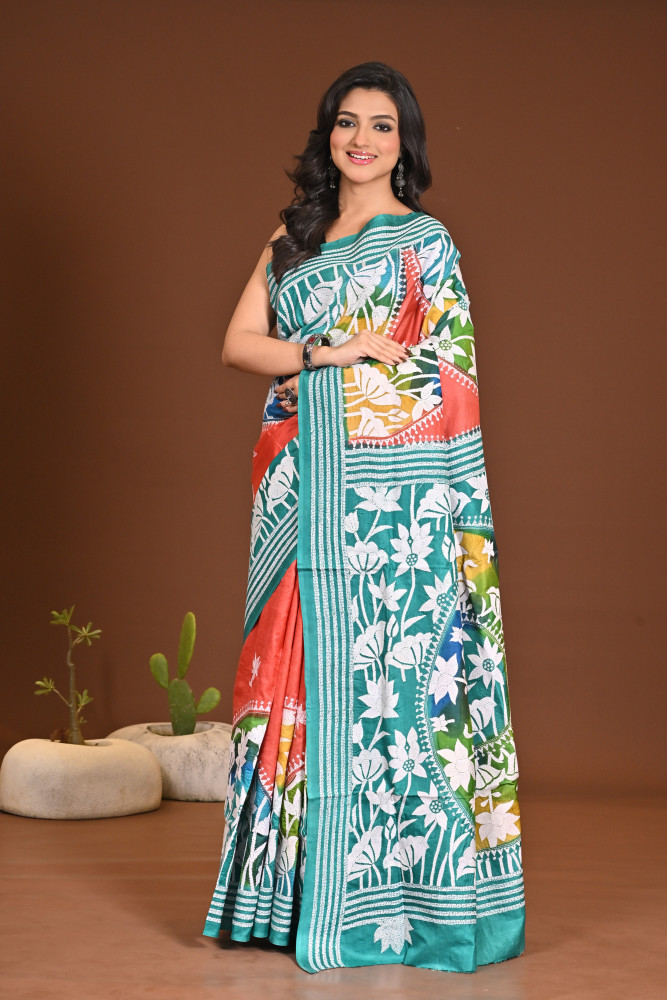 PURE SILK KANTHA SAREE