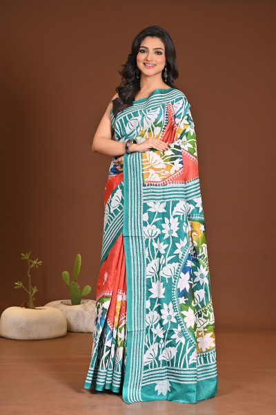 PURE SILK KANTHA SAREE