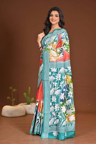 PURE SILK KANTHA SAREE