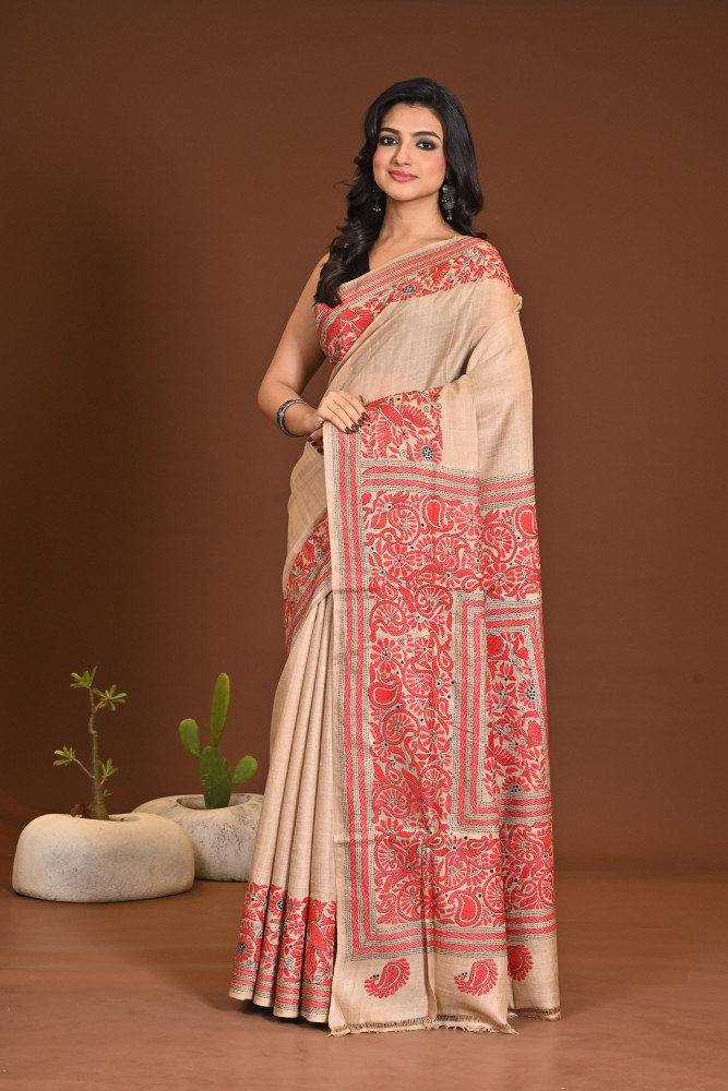 Image of PURE SILK KANTHA SAREE