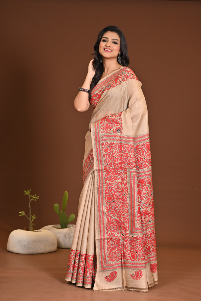 PURE SILK KANTHA SAREE