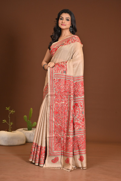 PURE SILK KANTHA SAREE
