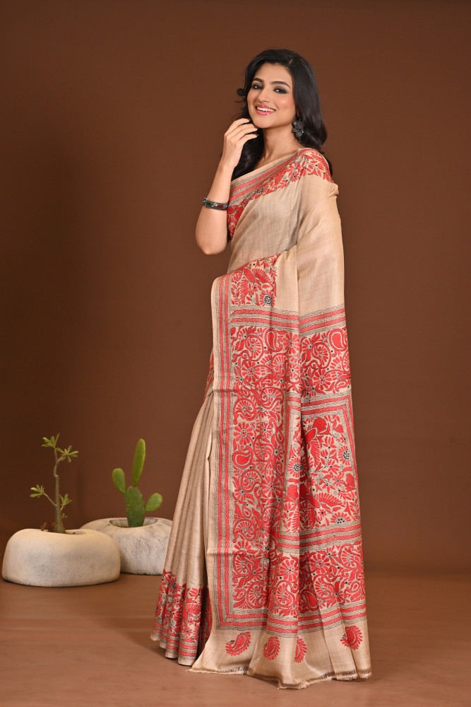 PURE SILK KANTHA SAREE