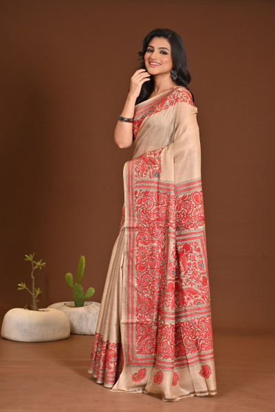 PURE SILK KANTHA SAREE