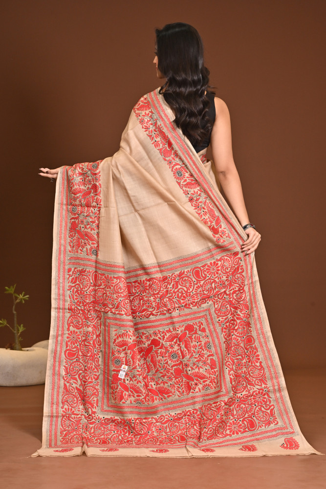 PURE SILK KANTHA SAREE