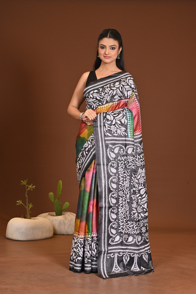 Image of PURE SILK KANTHA SAREE