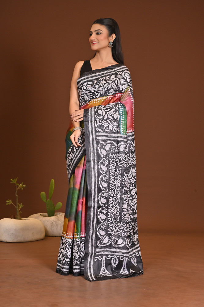 PURE SILK KANTHA SAREE