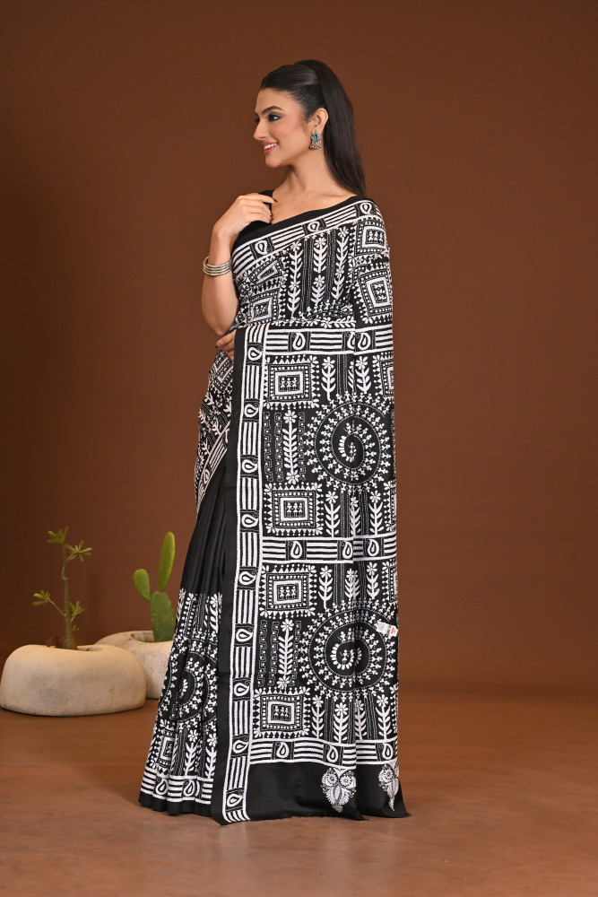 PURE SILK KANTHA SAREE