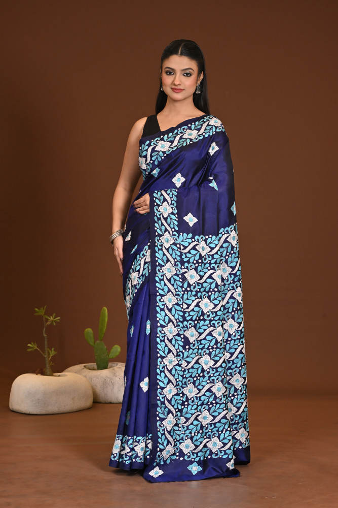 Image of PURE SILK KANTHA SAREE
