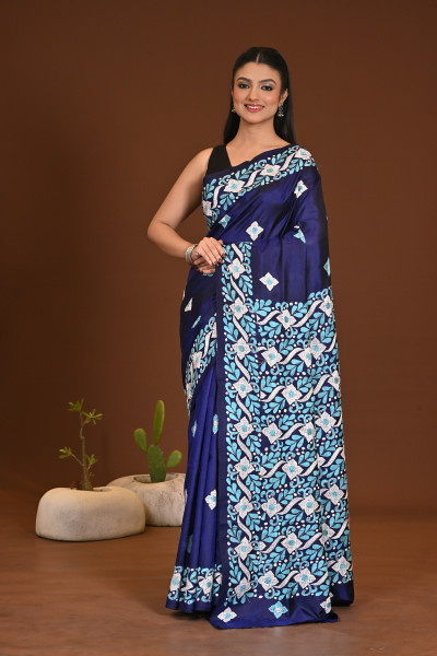 PURE SILK KANTHA SAREE