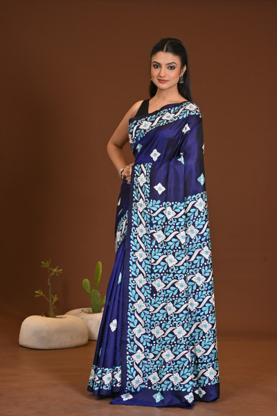 PURE SILK KANTHA SAREE