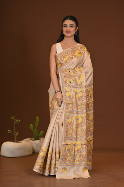 PURE SILK KANTHA SAREE