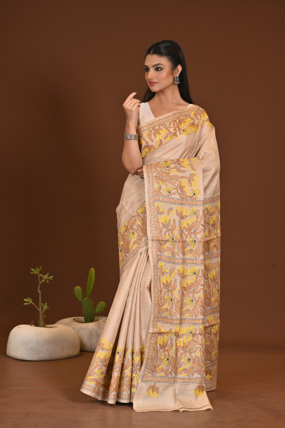 PURE SILK KANTHA SAREE