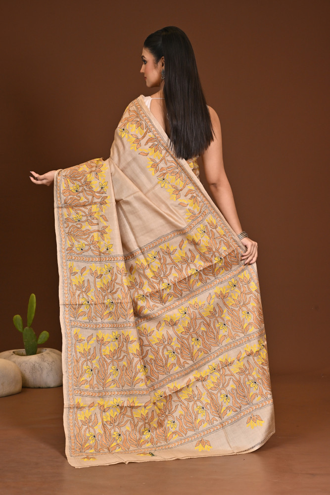 PURE SILK KANTHA SAREE