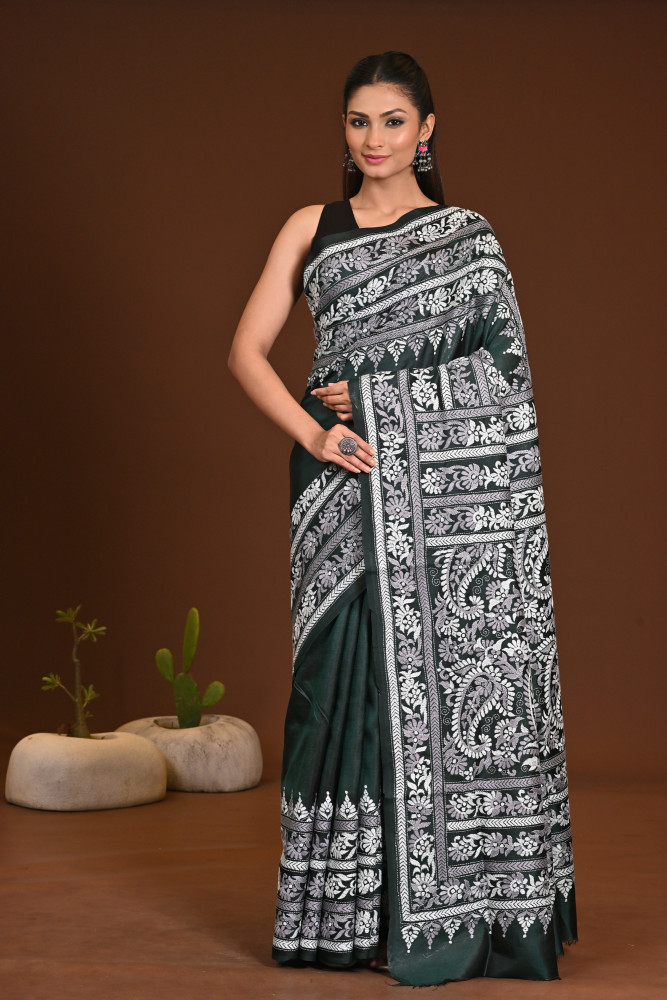 Image of PURE SILK KANTHA SAREE