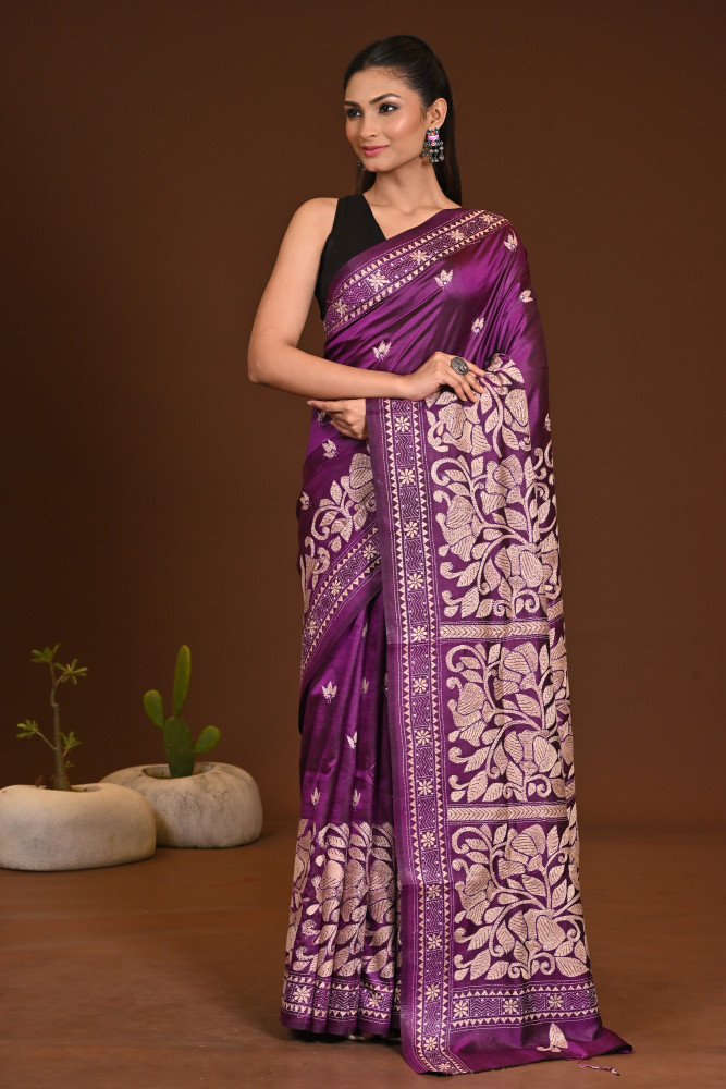PURE SILK KANTHA SAREE