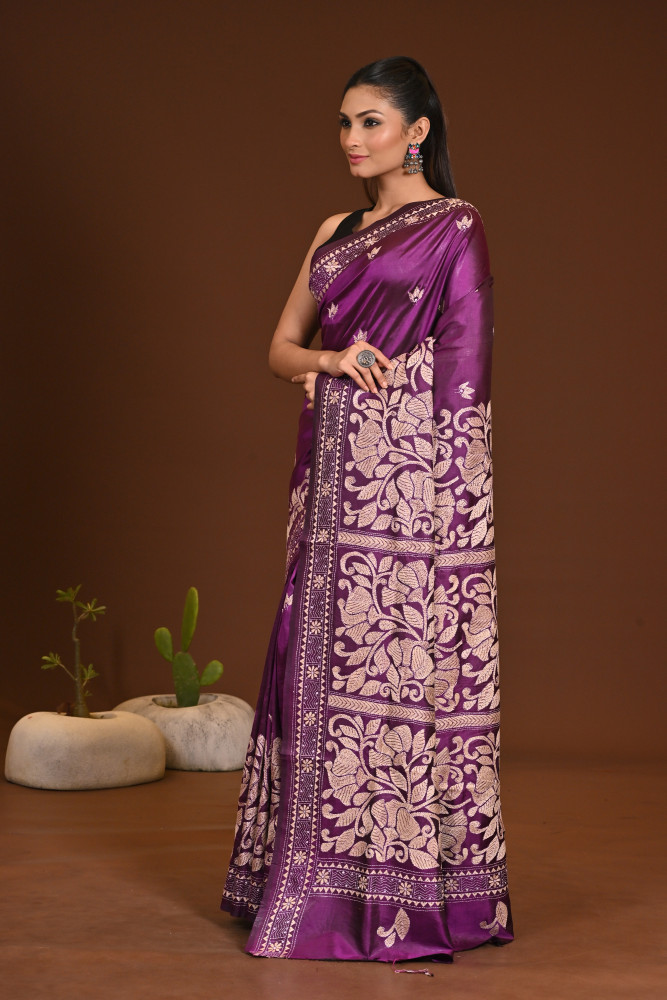 PURE SILK KANTHA SAREE