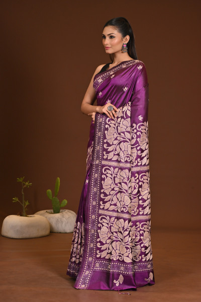 PURE SILK KANTHA SAREE
