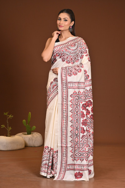 PURE SILK KANTHA SAREE