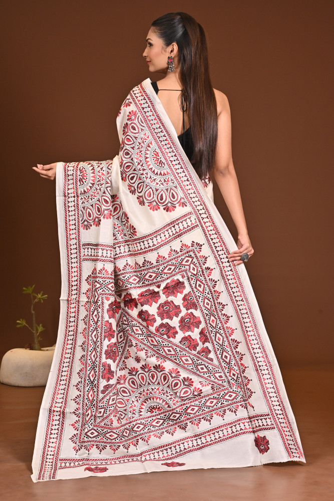 PURE SILK KANTHA SAREE