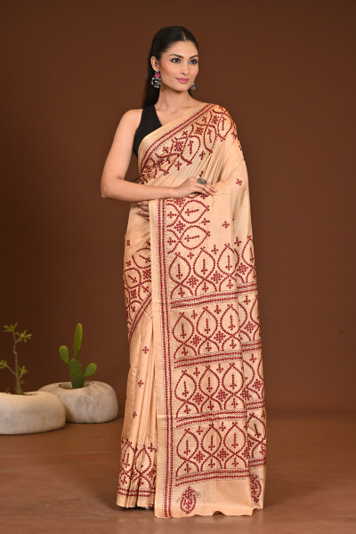 PURE SILK KANTHA SAREE