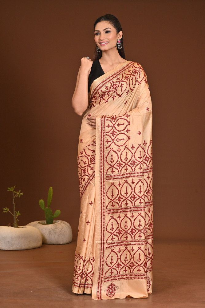 PURE SILK KANTHA SAREE
