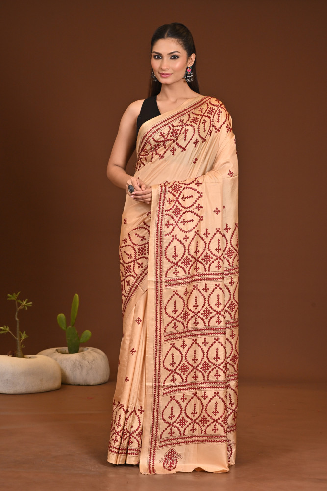 PURE SILK KANTHA SAREE