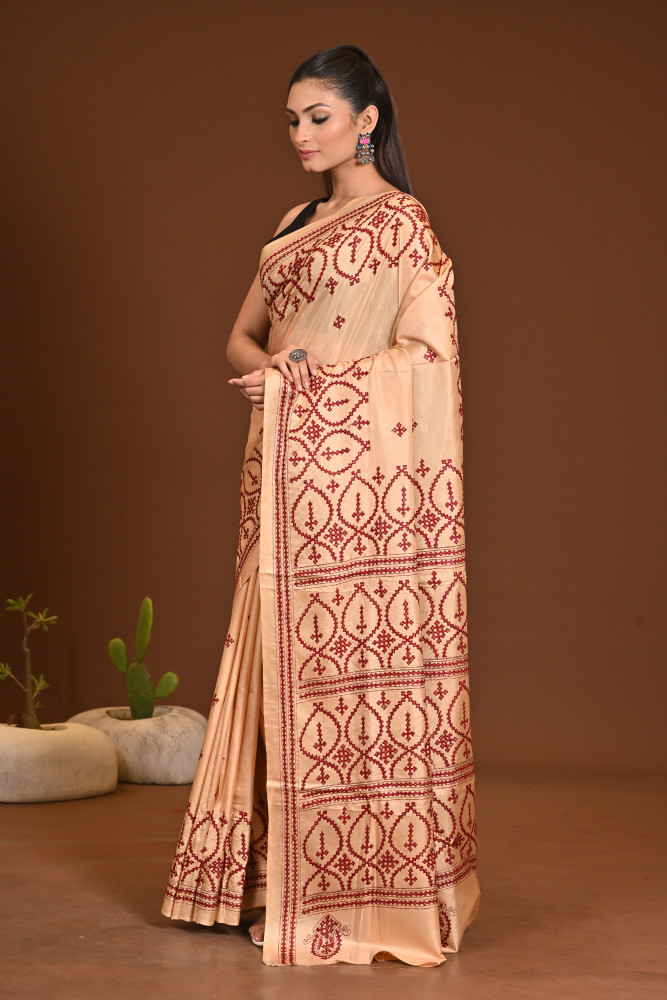 PURE SILK KANTHA SAREE