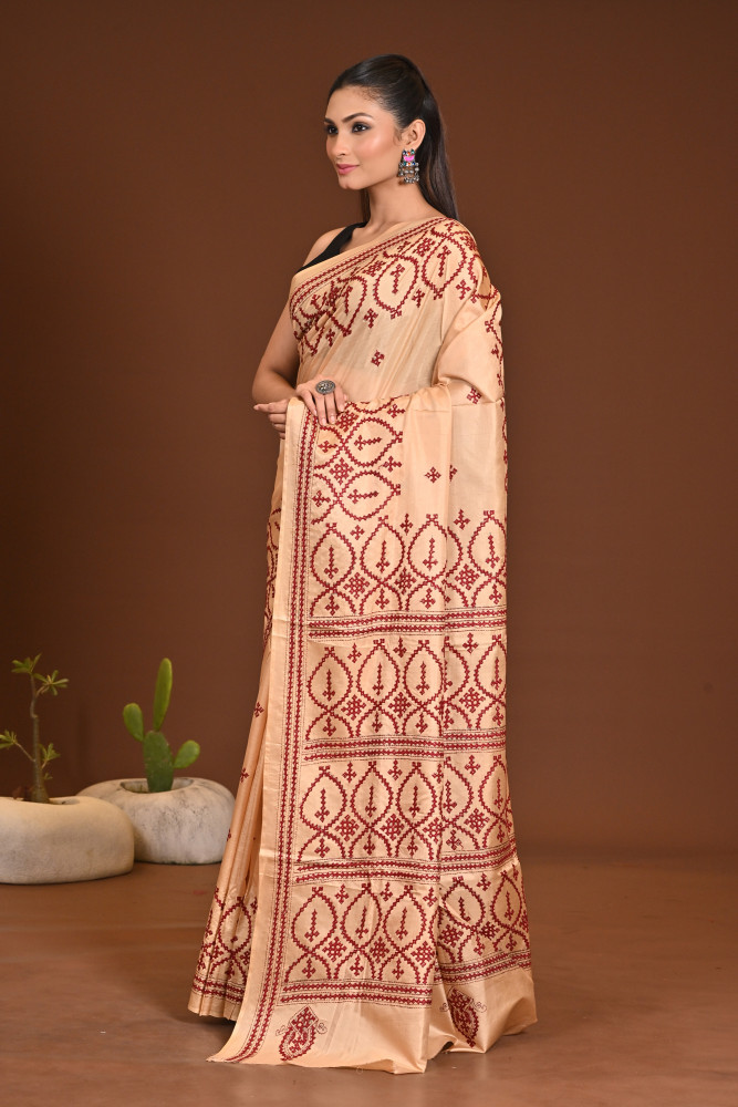 PURE SILK KANTHA SAREE