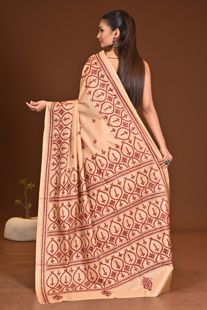 PURE SILK KANTHA SAREE