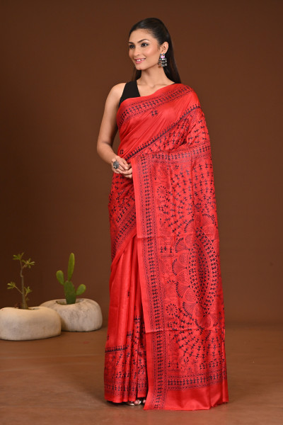 PURE SILK KANTHA SAREE