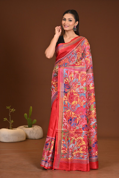 PURE SILK KANTHA SAREE