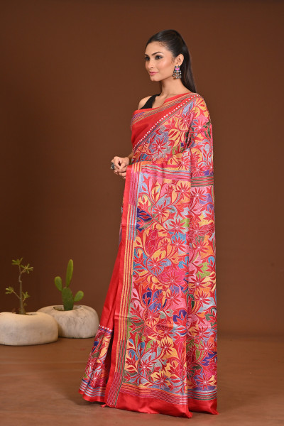 PURE SILK KANTHA SAREE