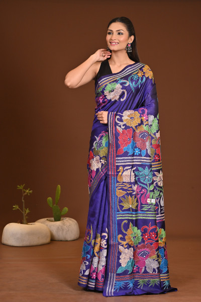 PURE SILK KANTHA SAREE