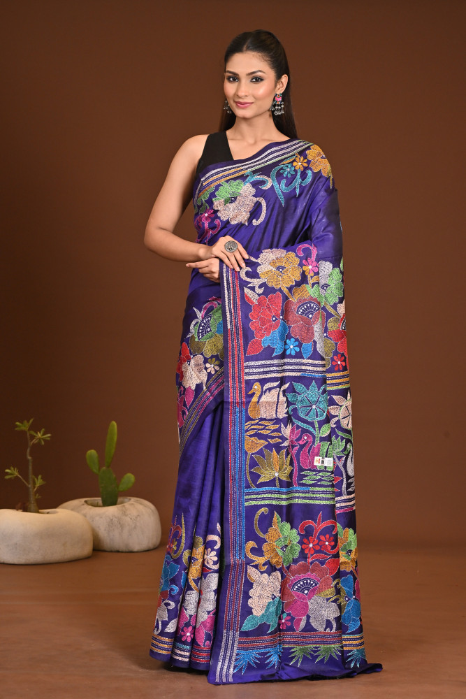 PURE SILK KANTHA SAREE