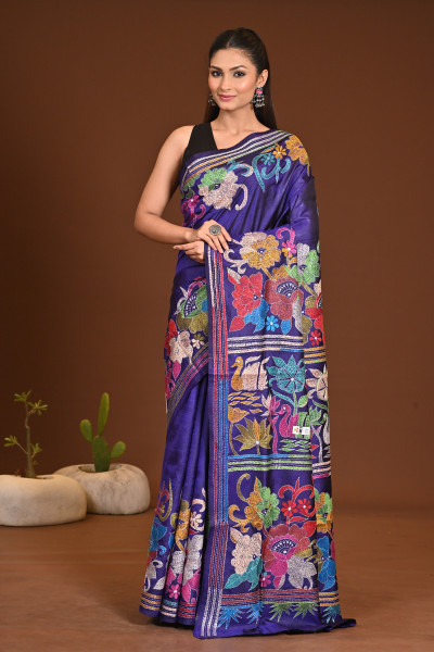 PURE SILK KANTHA SAREE