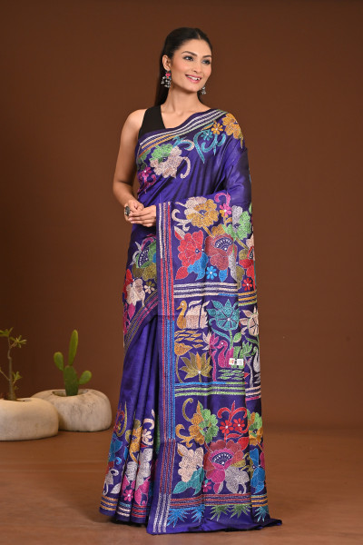PURE SILK KANTHA SAREE