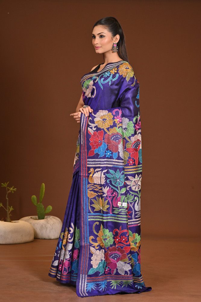 PURE SILK KANTHA SAREE