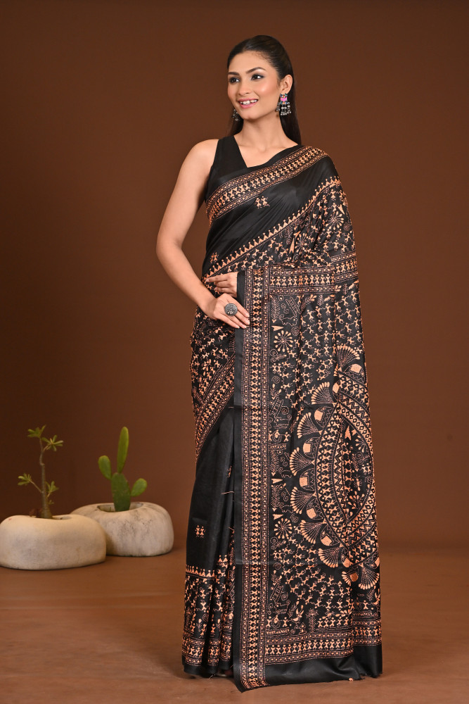 PURE SILK KANTHA SAREE