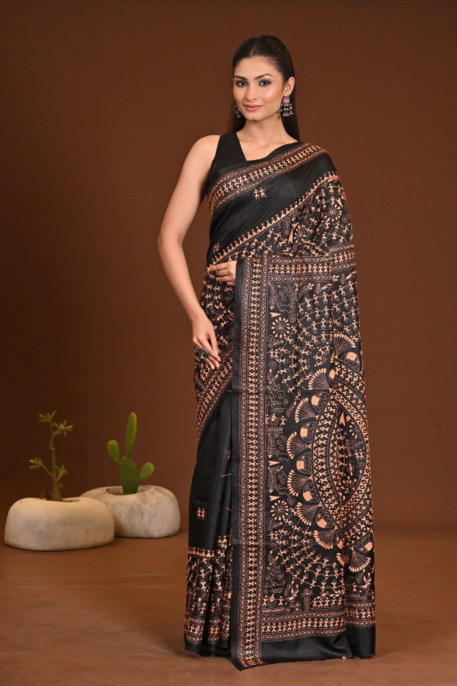 PURE SILK KANTHA SAREE