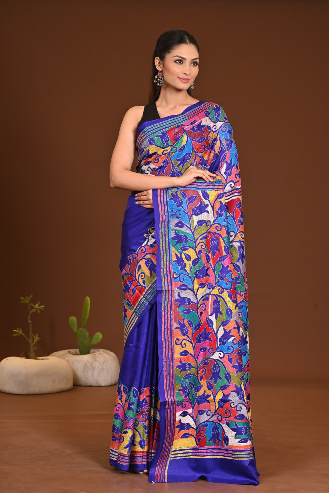PURE SILK KANTHA SAREE