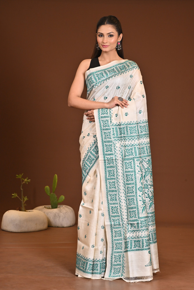 Image of PURE SILK KANTHA SAREE