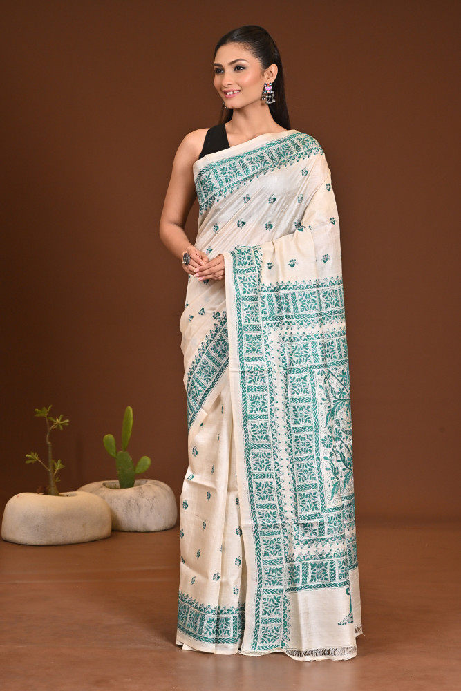 PURE SILK KANTHA SAREE