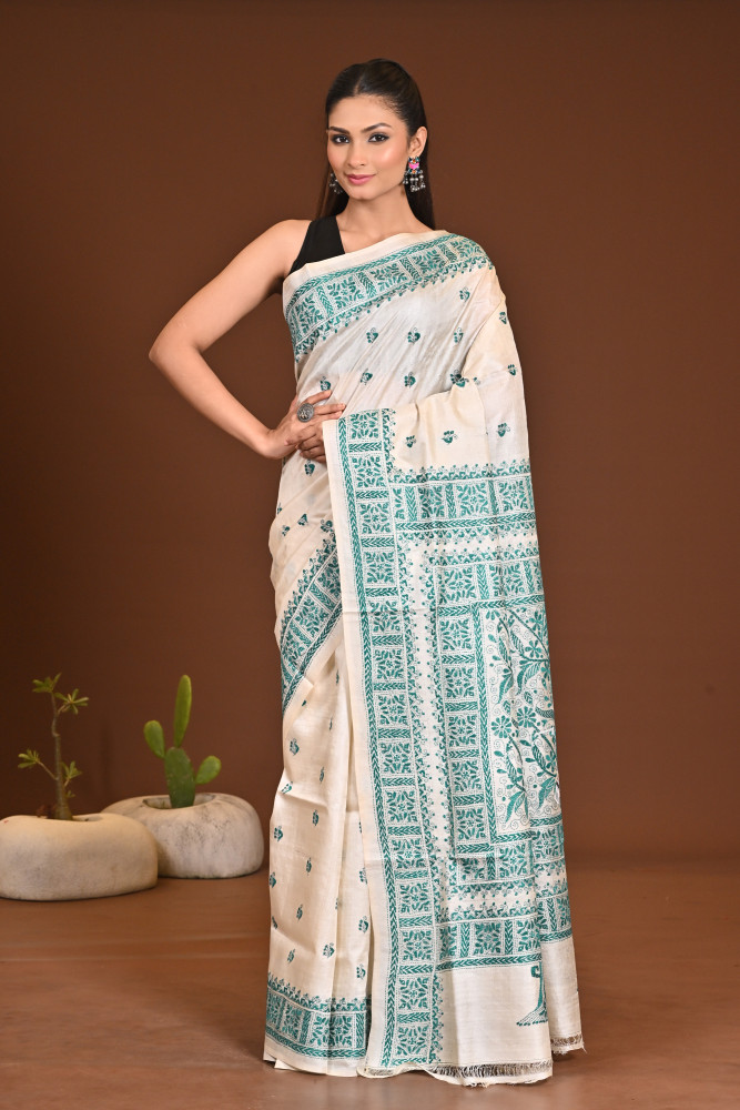 PURE SILK KANTHA SAREE