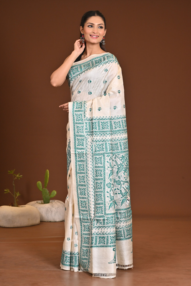 PURE SILK KANTHA SAREE