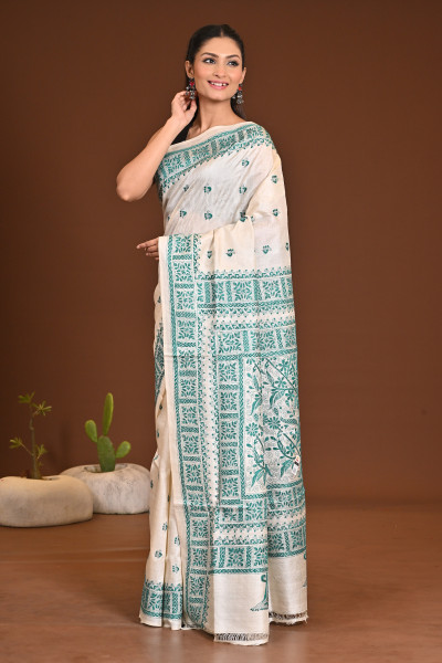 PURE SILK KANTHA SAREE