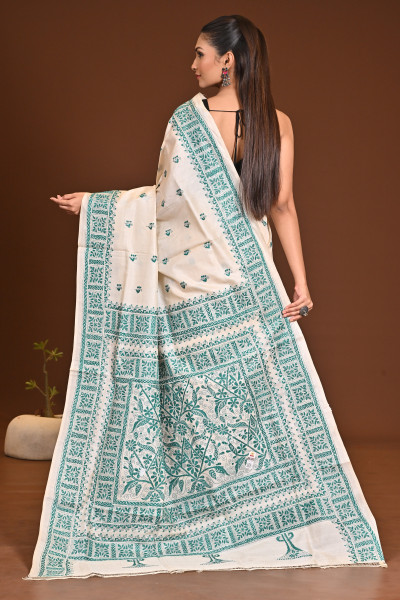 PURE SILK KANTHA SAREE