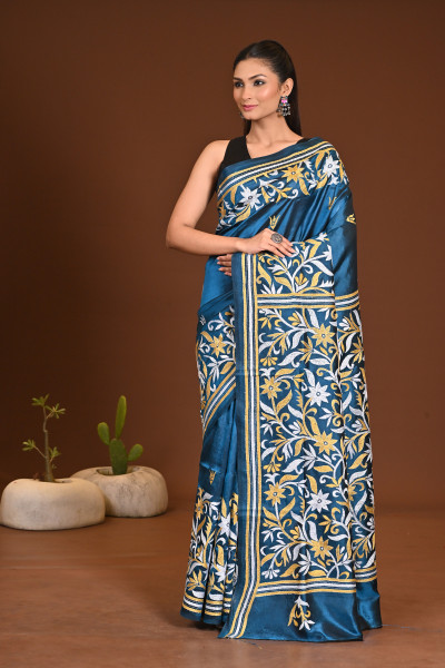 PURE SILK KANTHA SAREE