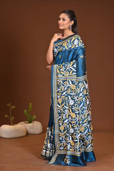 PURE SILK KANTHA SAREE