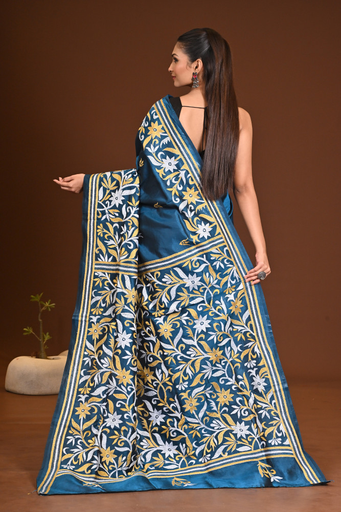PURE SILK KANTHA SAREE